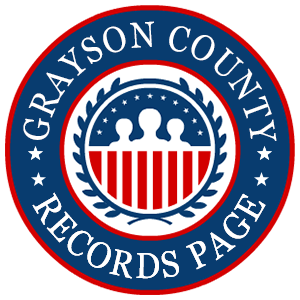 A round red, white, and blue logo with the words Grayson County Records Page for the state of Texas.